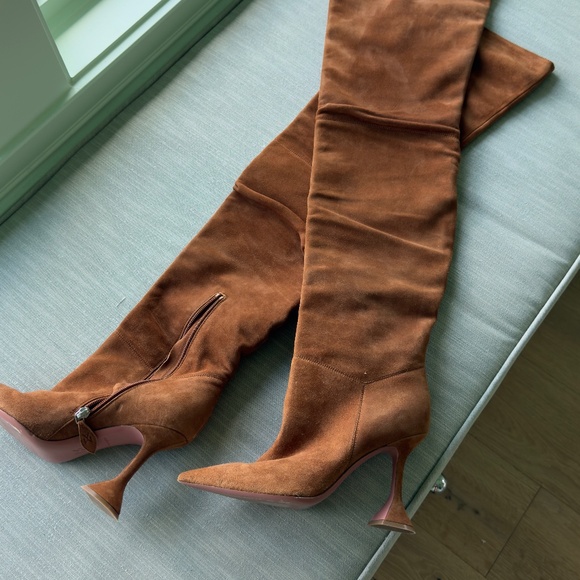 Amina muaddi suede thigh high boots - Picture 2 of 4